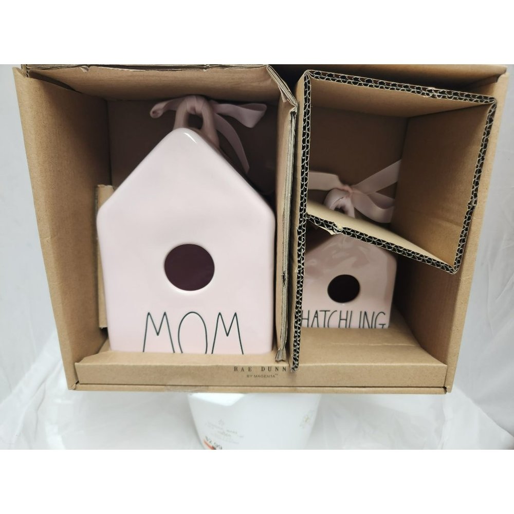 Rae Dunn Mother and hatchling birdhouses
